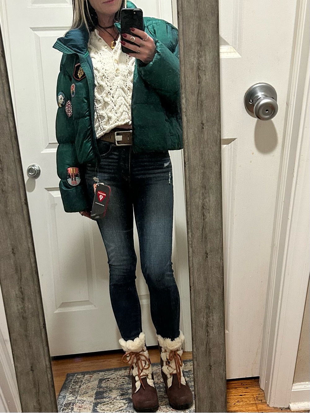 New RARE Free People Movement In A Bubble Patch Puffer Jacket in Evergreen - Picture 7 of 16